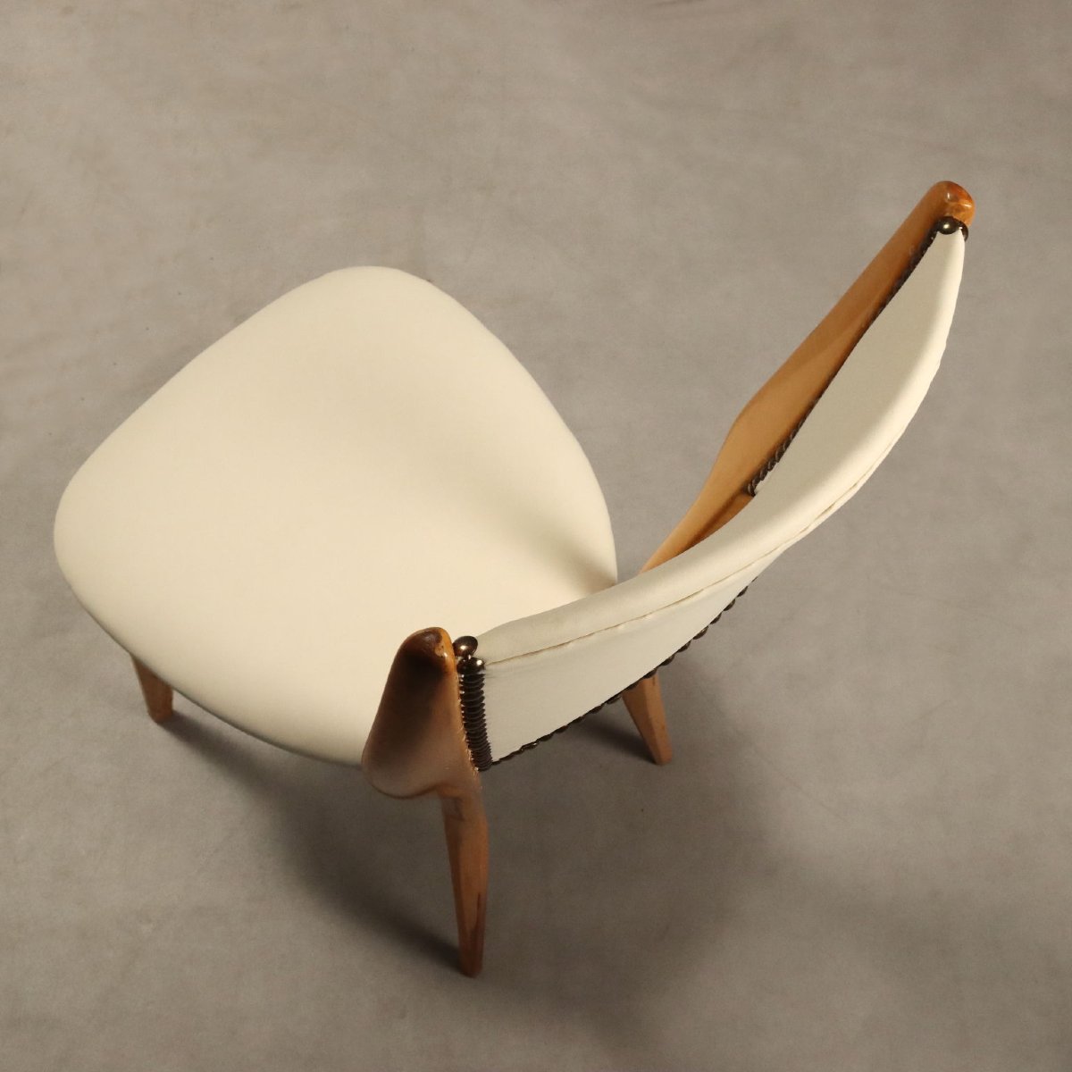 Sedie Vintage Faggio Similpelle Bianco Ghiaccio Italia Design Anni 60 Originali-photo-3