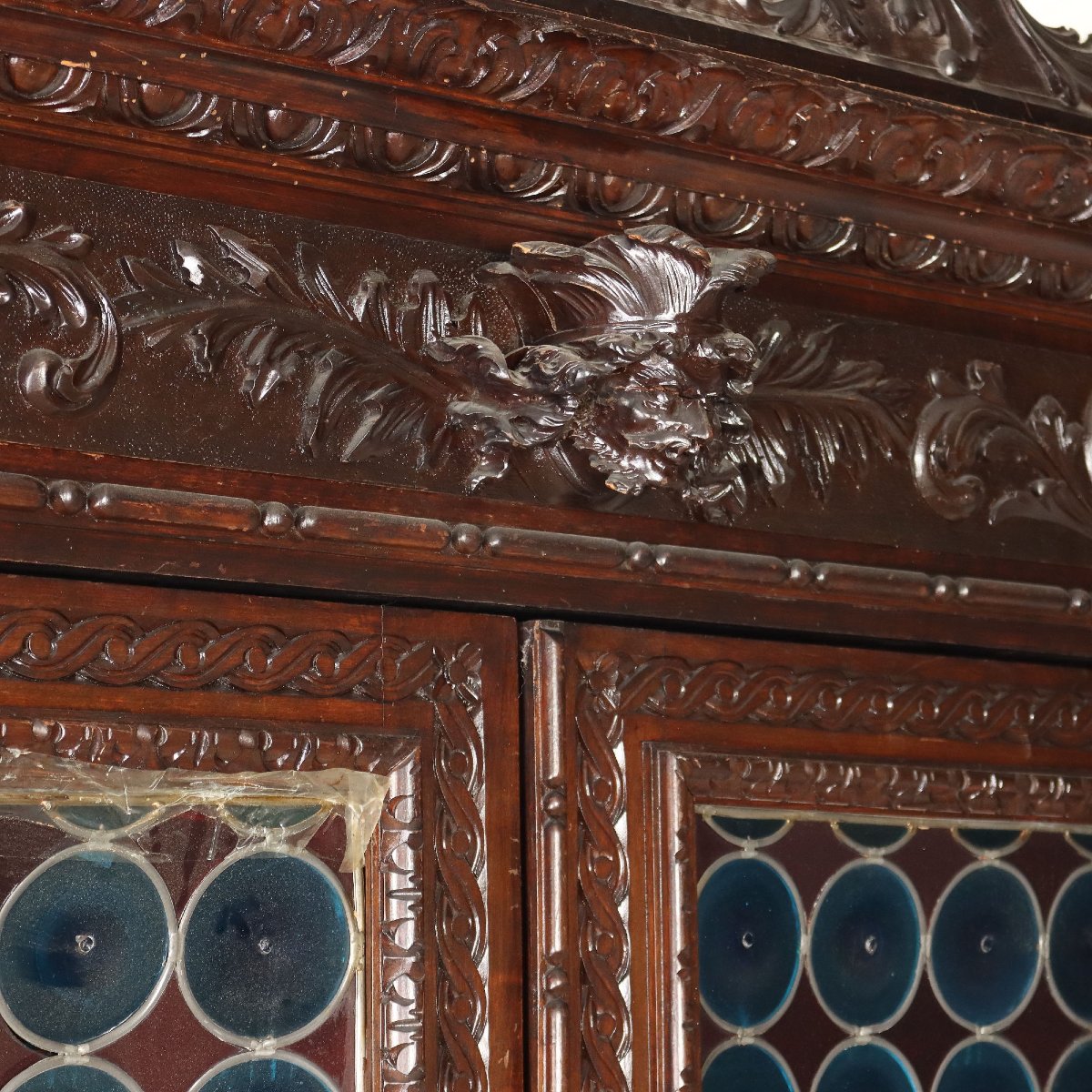 Credenza Neo Barocca in Noce Intagliata Italia Fine XIX Secolo-photo-2