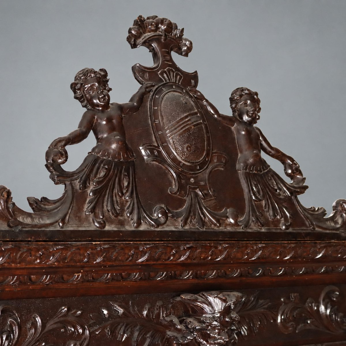 Credenza Neo Barocca in Noce Intagliata Italia Fine XIX Secolo-photo-4