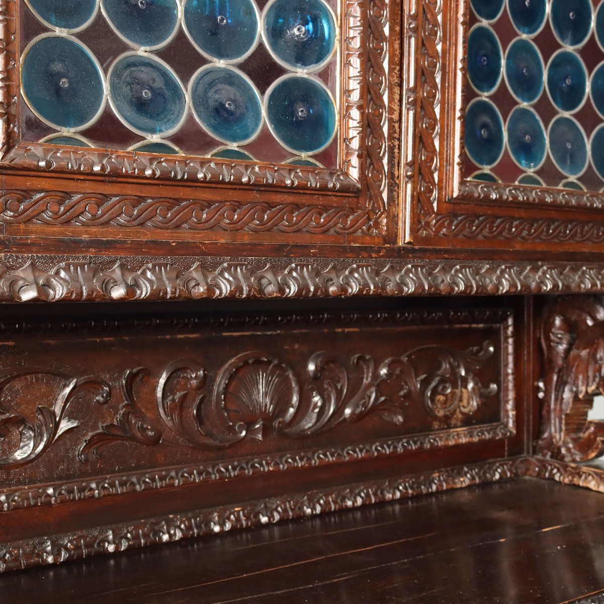 Credenza Neo Barocca in Noce Intagliata Italia Fine XIX Secolo-photo-6