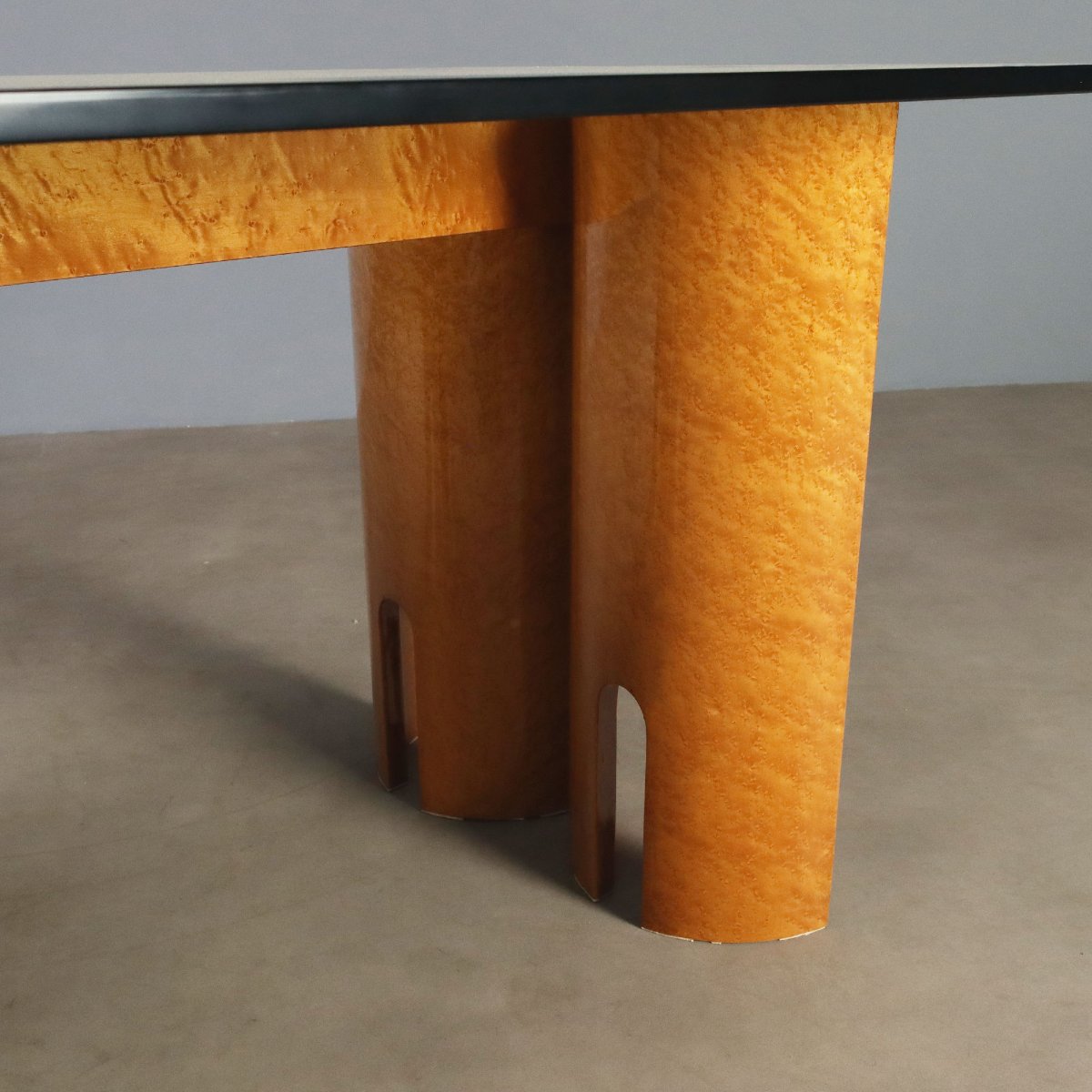 Tavolo Vintage Piano Cristallo Gambe Radica Italia Design Anni 70 Originale-photo-3