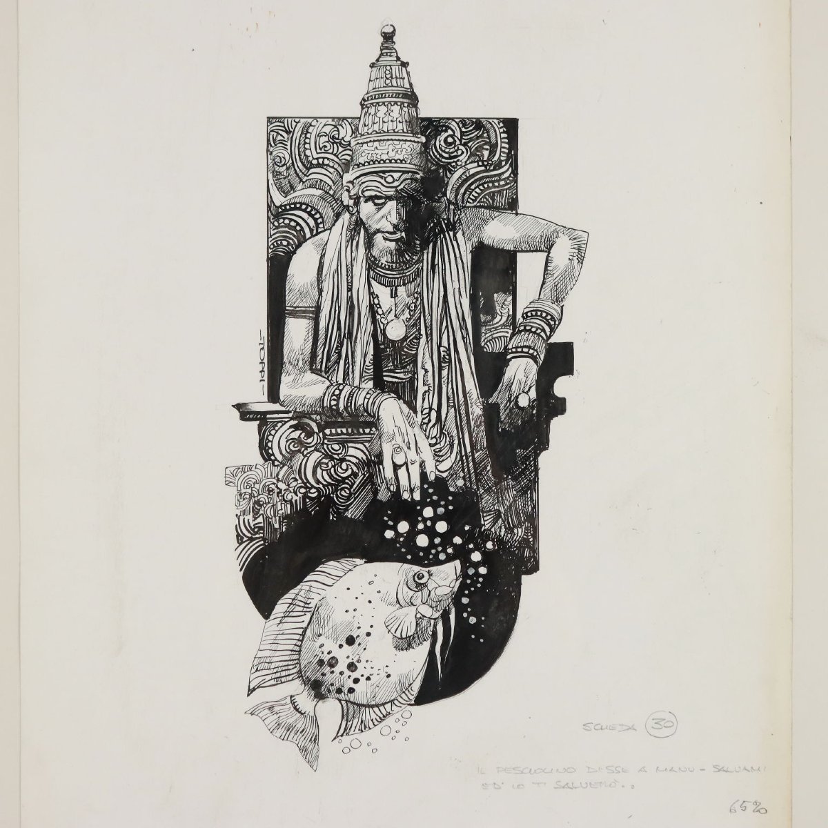 Disegno Contemporaneo Firmato Sergio Toppi Tavola di Fumetto '900-photo-3