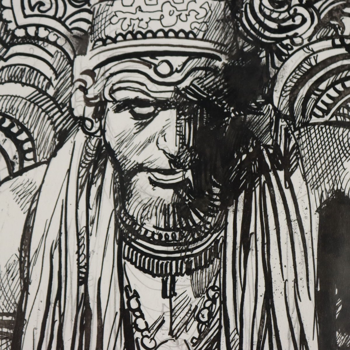Disegno Contemporaneo Firmato Sergio Toppi Tavola di Fumetto '900-photo-1