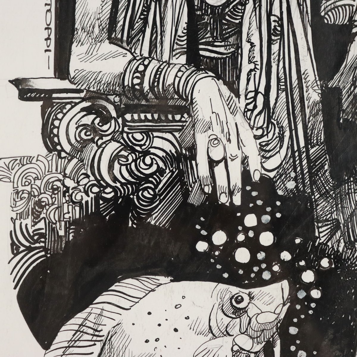 Disegno Contemporaneo Firmato Sergio Toppi Tavola di Fumetto '900-photo-2