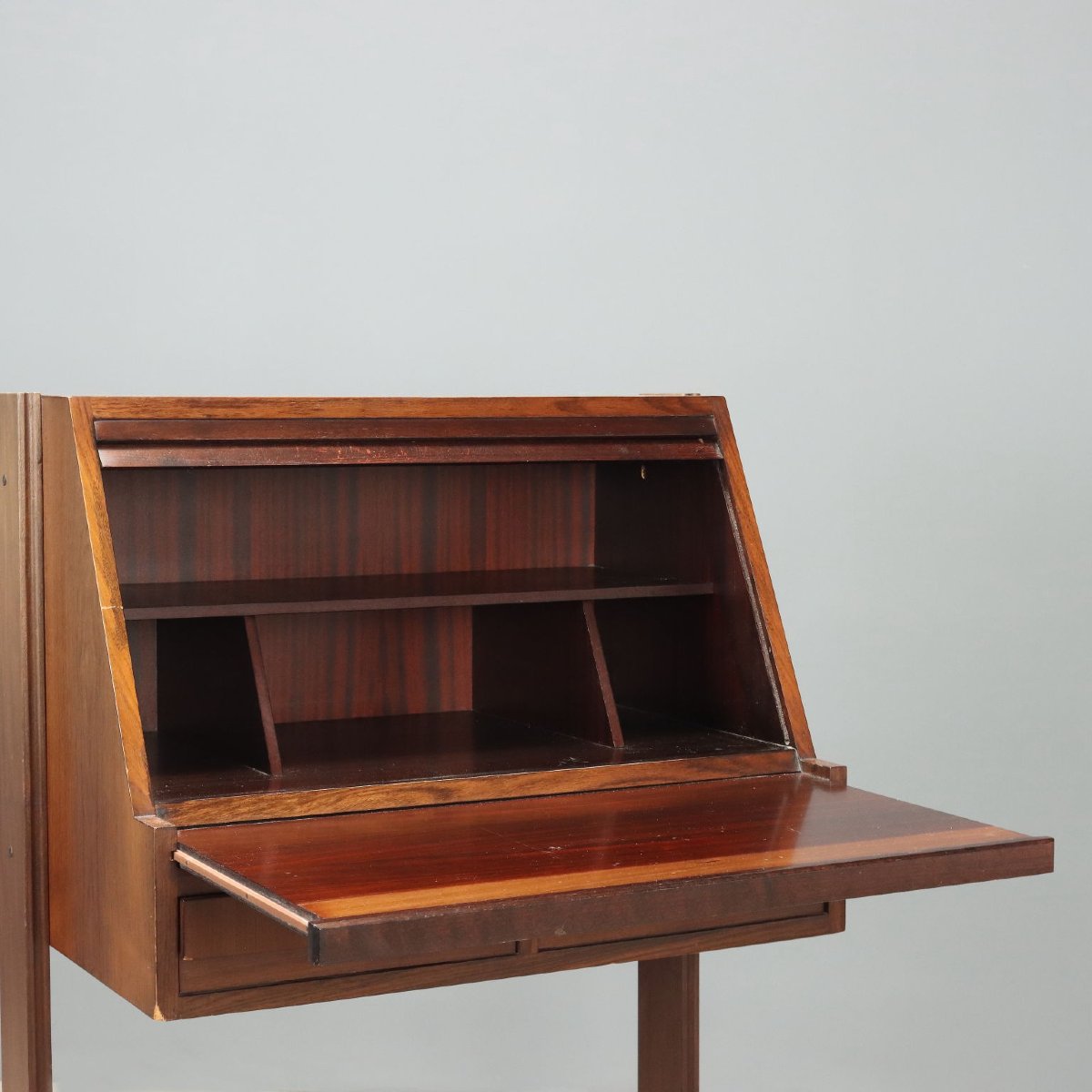 Scrittoio a Serranda Vintage Legno Esotico Design Italia Anni 60 Originale-photo-3