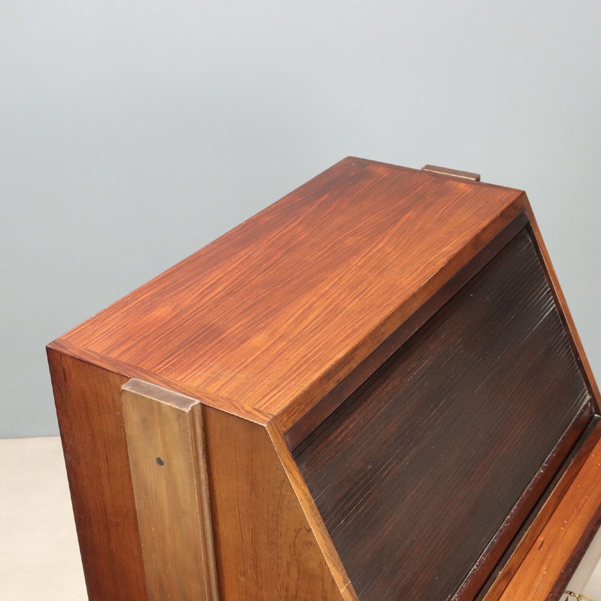 Scrittoio a Serranda Vintage Legno Esotico Design Italia Anni 60 Originale-photo-4