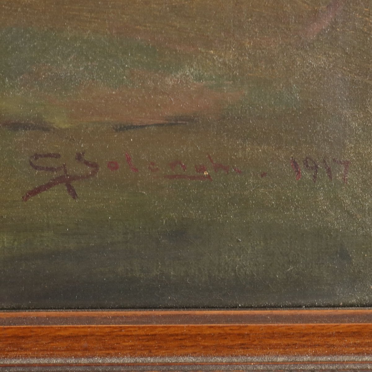 Giuseppe Solenghi Interno con Figure ed Animali Dipinto Antico 1917 Originale-photo-4