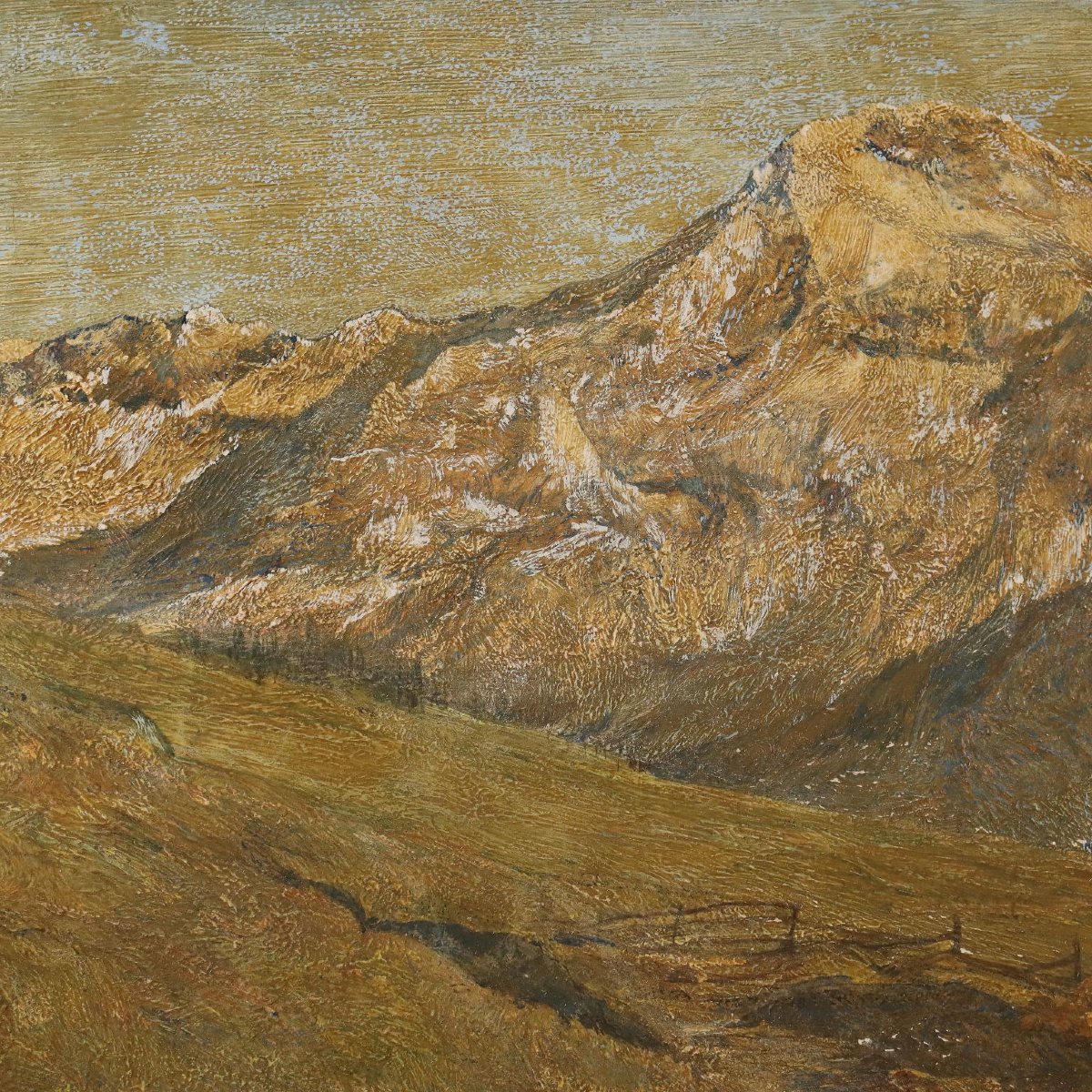 Dipinto Moderno di Gino Federici Paesaggio Montano Olio su Tela-photo-1
