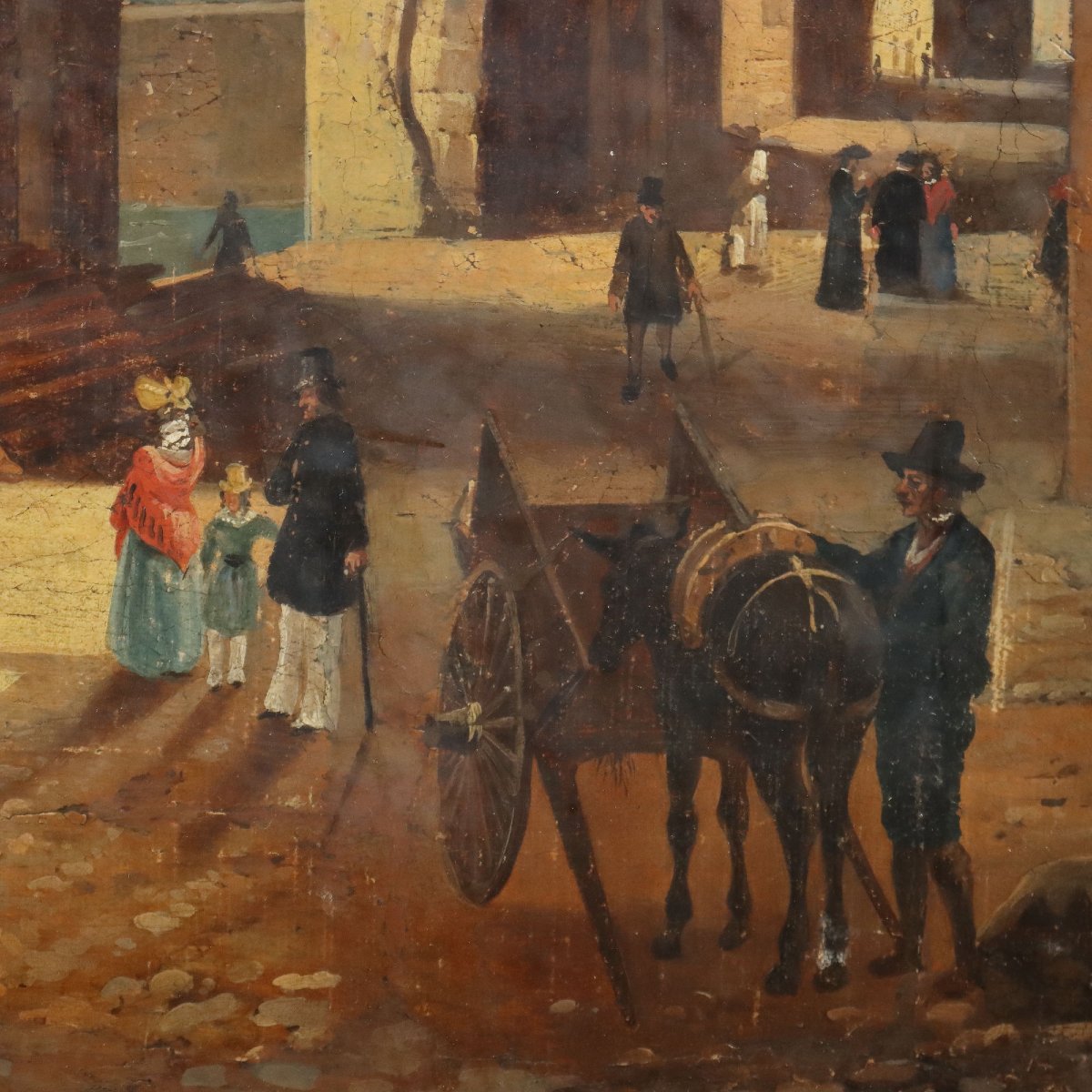 Dipinto Antico Giuseppe Canella Lecco Imbarcadero Italia 1837 -photo-1