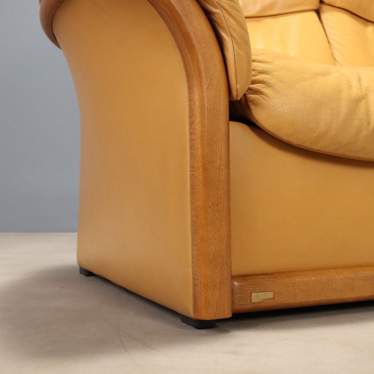 Divano Design Ekornes Vintage Due Posti Pelle Cognac Norvegia Anni 80 Originale-photo-5