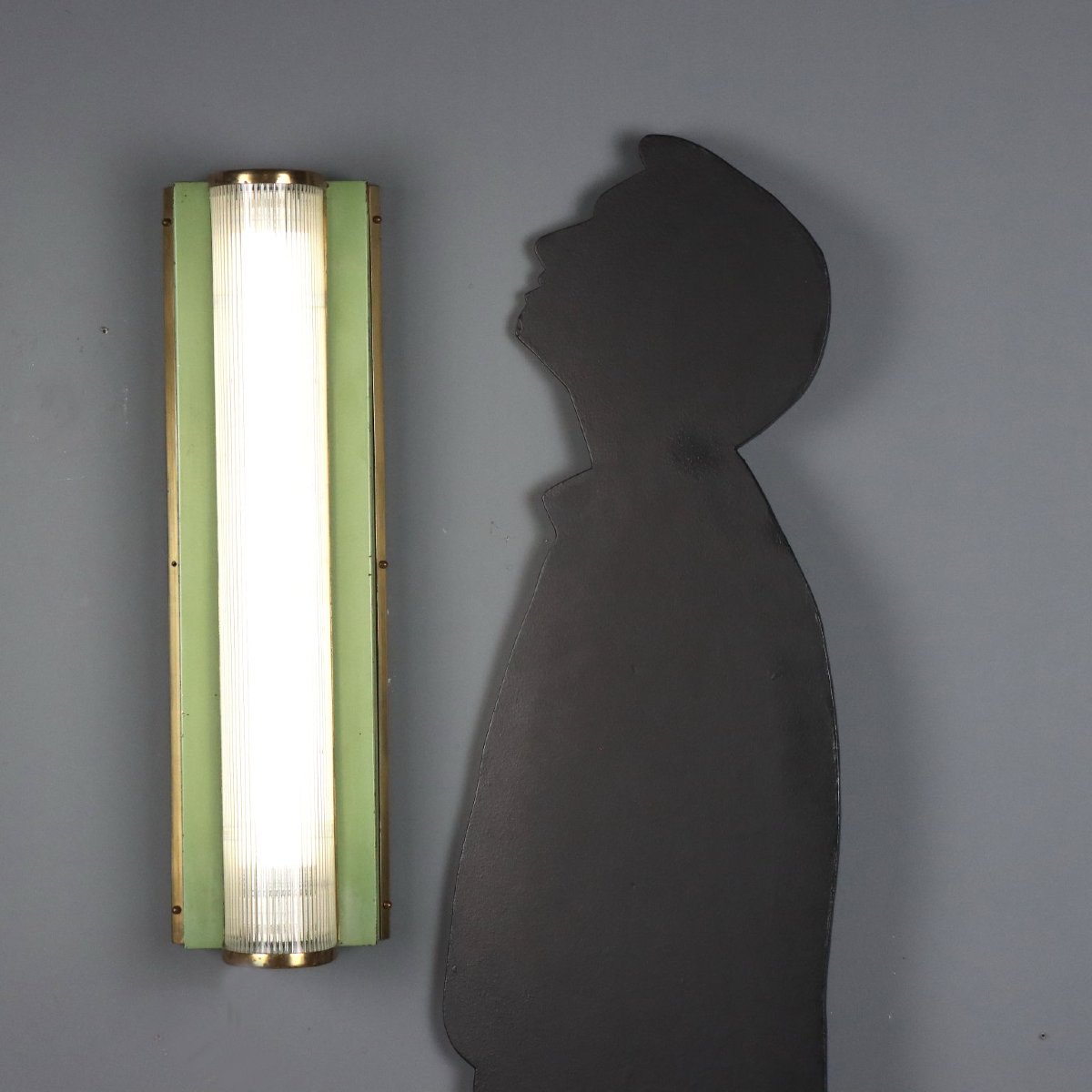 Lampada da Parete Vintage Ottone Vetro Italia Design Anni 50 Originale-photo-2