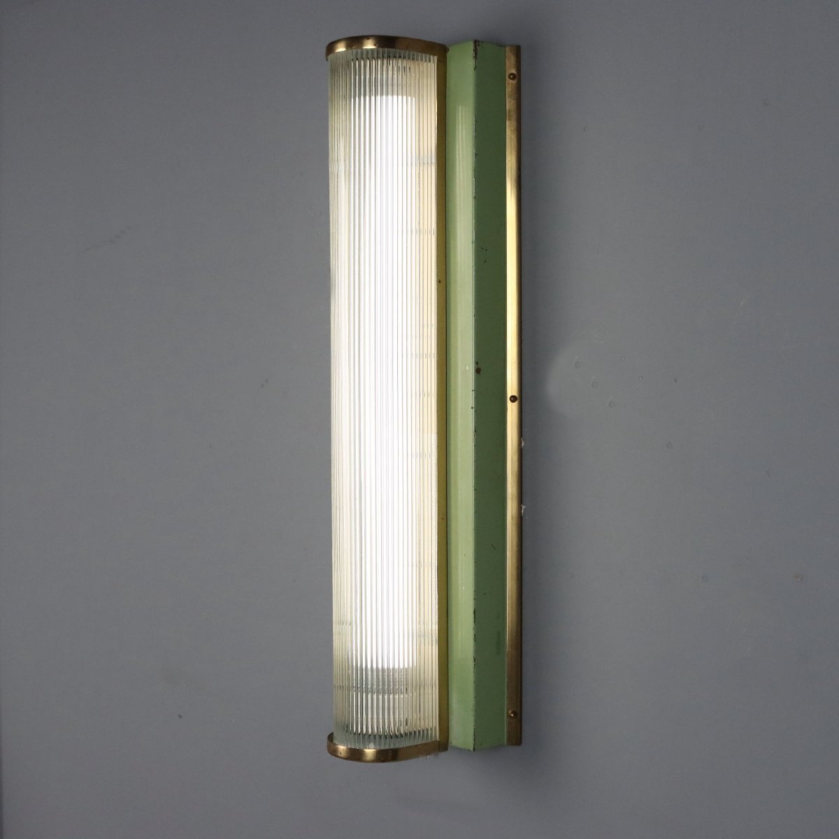 Lampada da Parete Vintage Ottone Vetro Italia Design Anni 50 Originale-photo-3