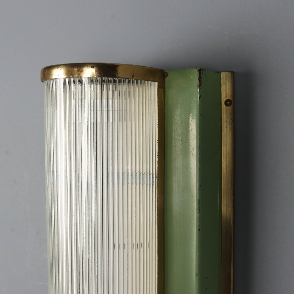 Lampada da Parete Vintage Ottone Vetro Italia Design Anni 50 Originale-photo-1