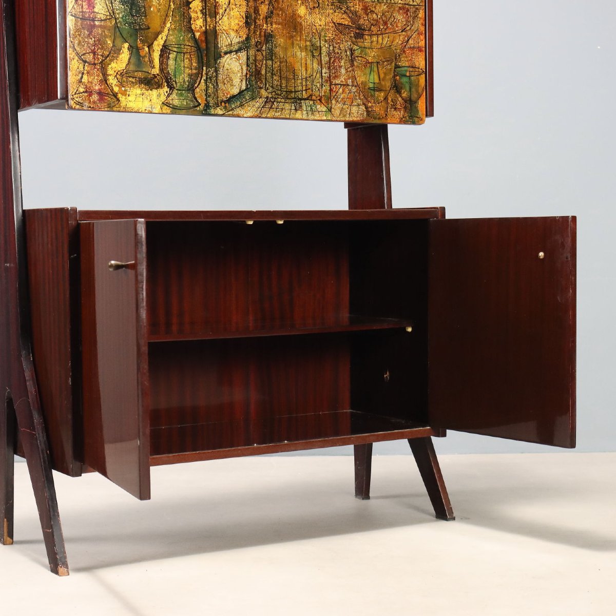 Mobile Bar Vintage Mogano Vano a Ribalta Italia Design Anni 60 Originale-photo-4