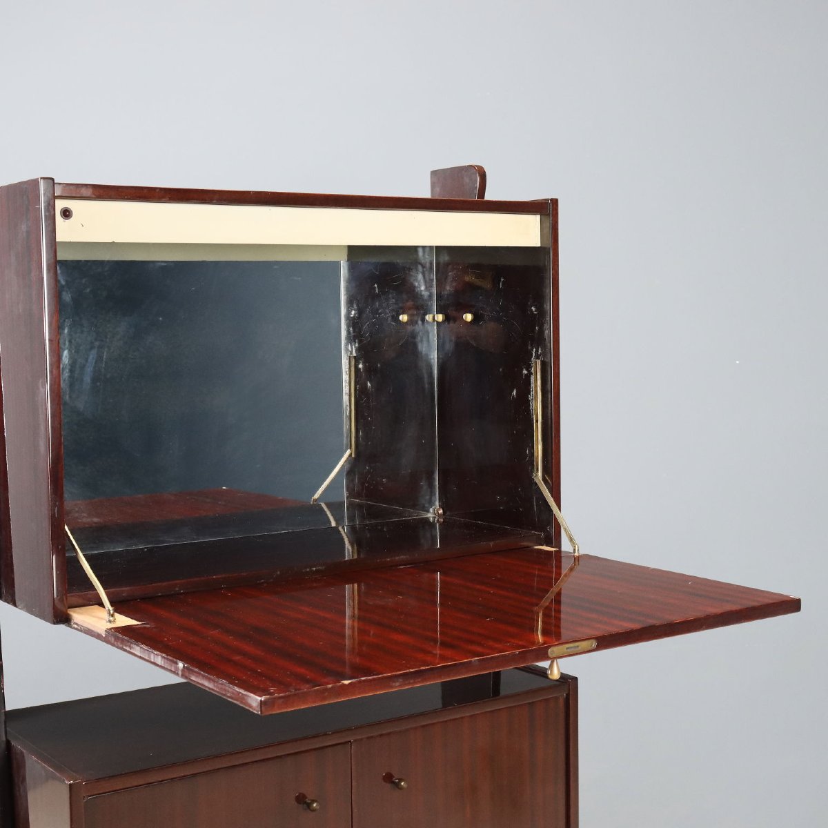Mobile Bar Vintage Mogano Vano a Ribalta Italia Design Anni 60 Originale-photo-1