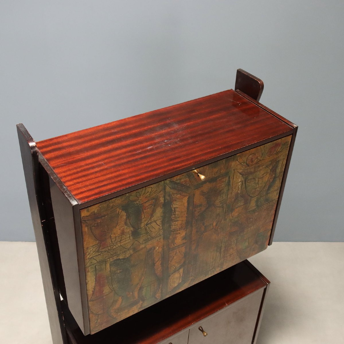Mobile Bar Vintage Mogano Vano a Ribalta Italia Design Anni 60 Originale-photo-8