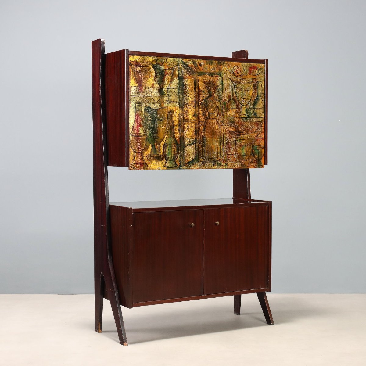 Mobile Bar Vintage Mogano Vano a Ribalta Italia Design Anni 60 Originale