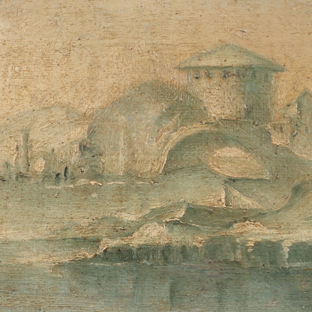 Dipinto Antico Capriccio Architettonico Olio su Tela XVIII-XIX Secolo-photo-4