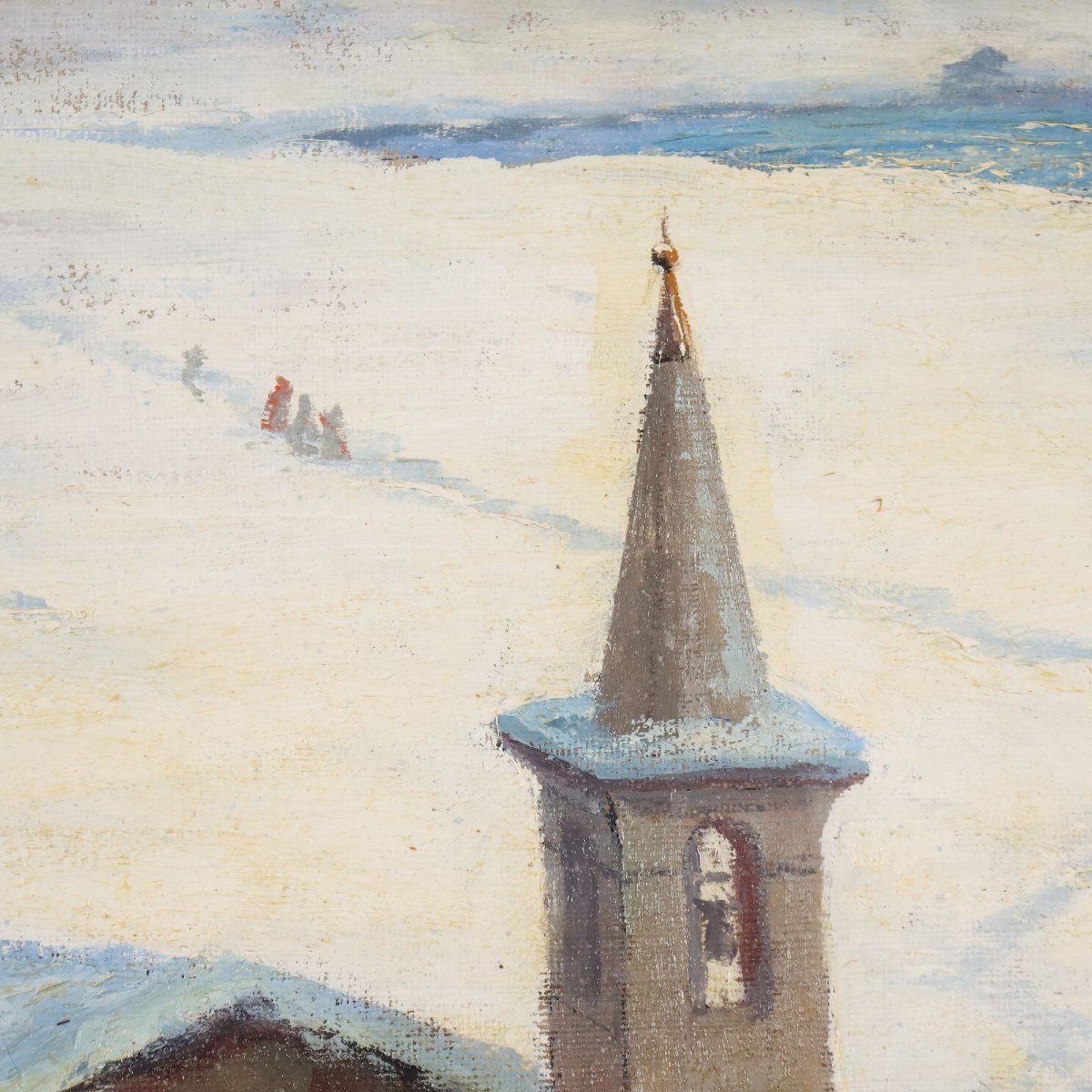 Dipinto Antico Leonardo Roda Paesaggio Alpino Innevato XIX Secolo-photo-2