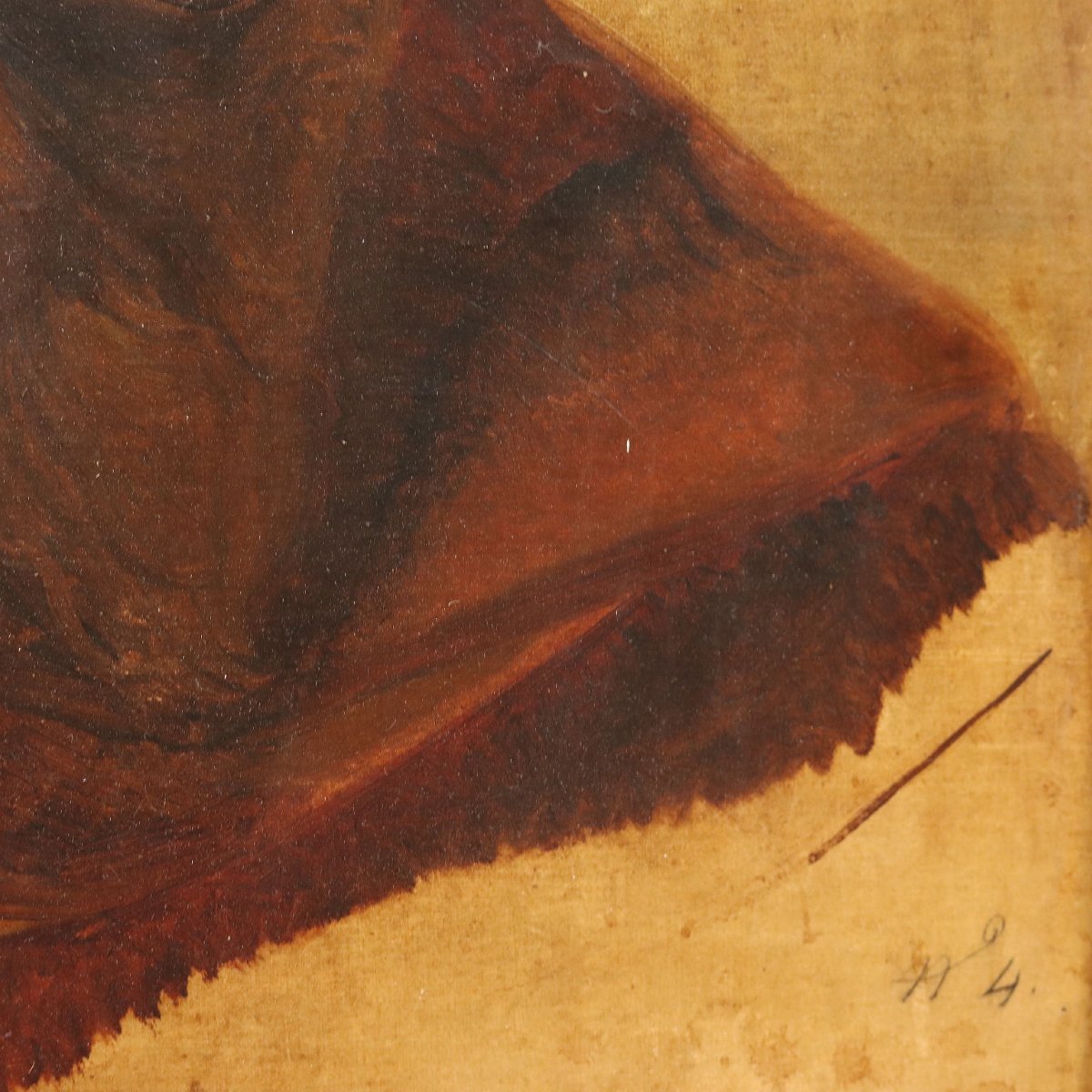 Filippo Marsigli Dipinto Antico Studio di Volto Olio su Carta 1840 ca.-photo-2
