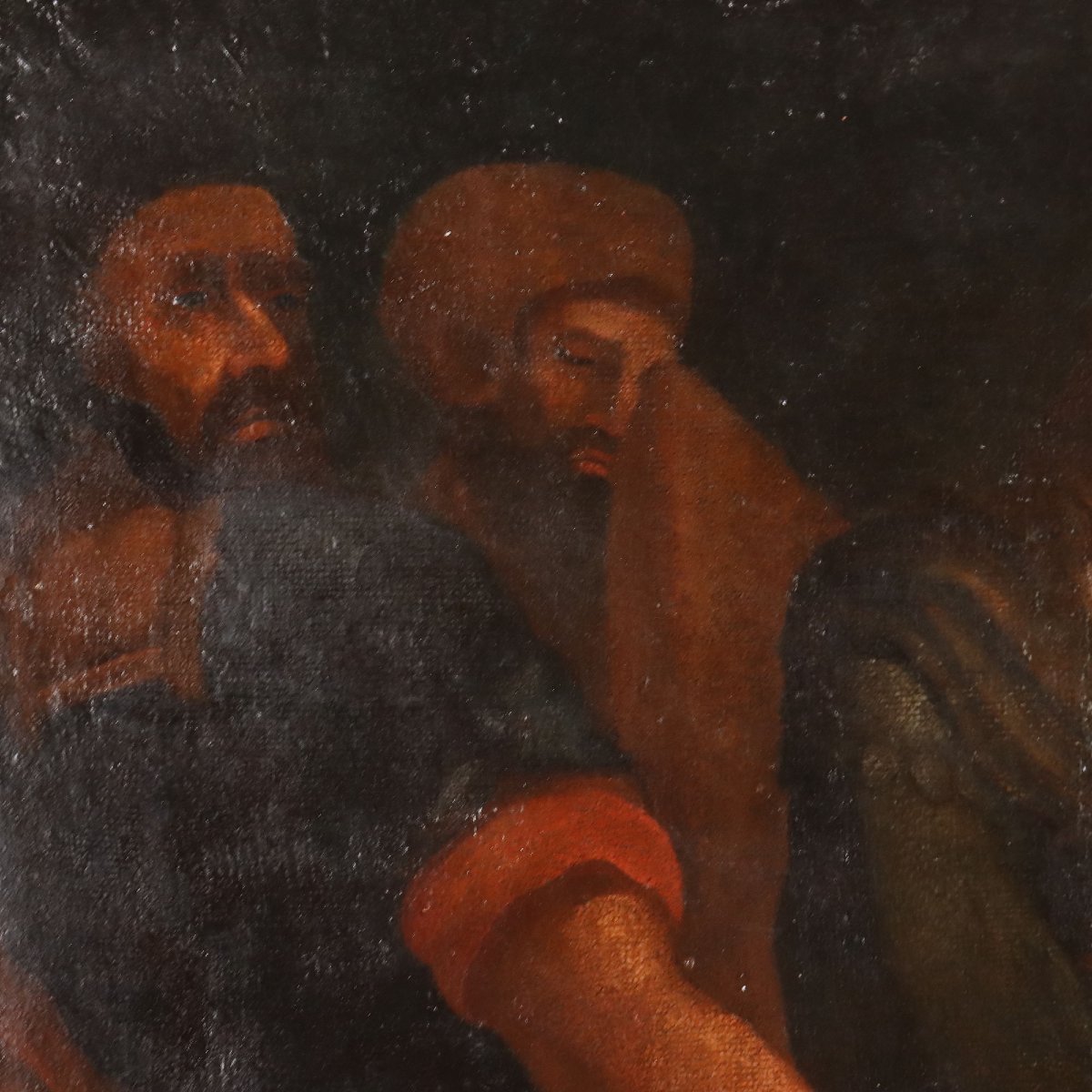 Dipinto Antico Scena Biblica Olio su Tela Italia XVII Secolo-photo-4