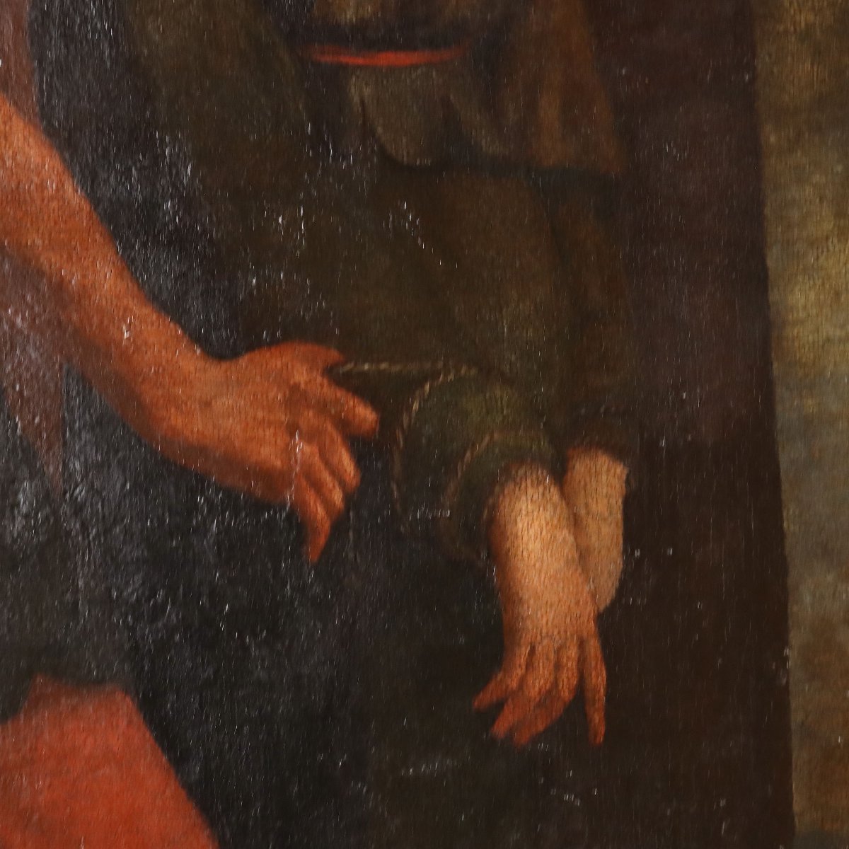 Dipinto Antico Scena Biblica Olio su Tela Italia XVII Secolo-photo-1