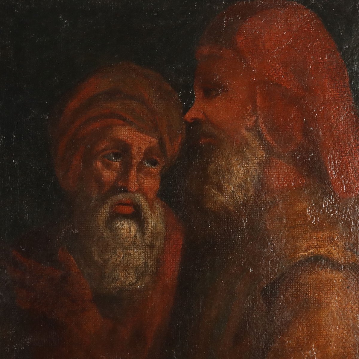 Dipinto Antico Scena Biblica Olio su Tela Italia XVII Secolo-photo-2