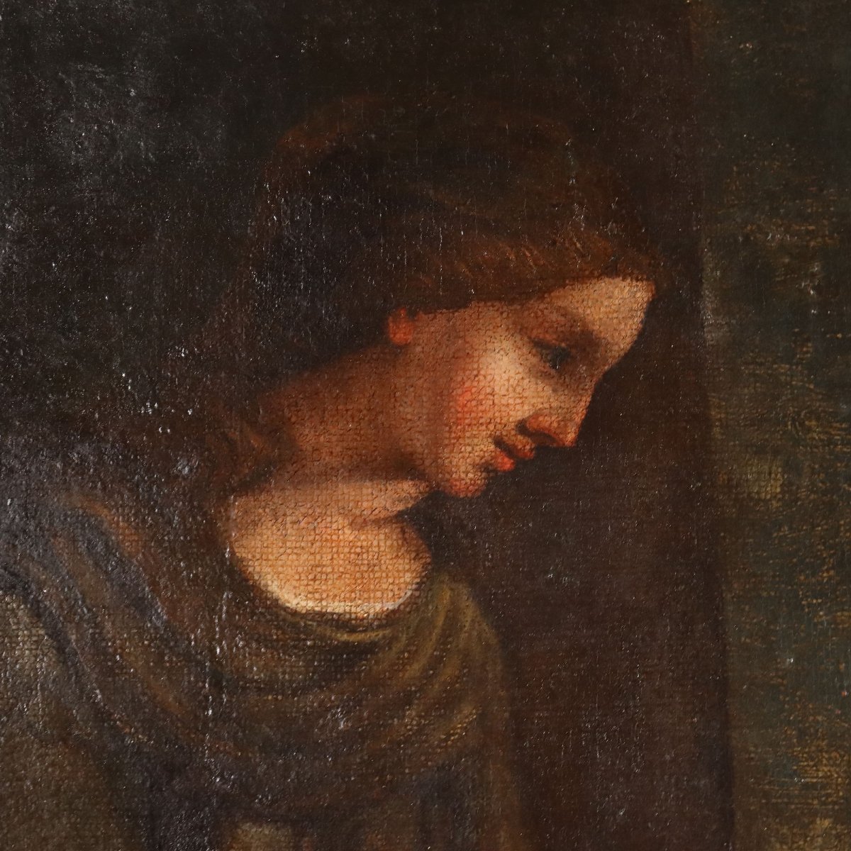Dipinto Antico Scena Biblica Olio su Tela Italia XVII Secolo-photo-5