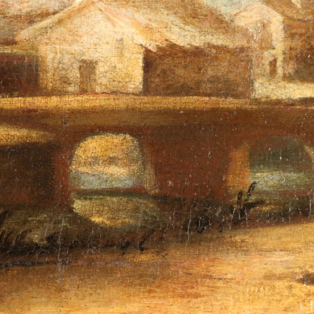 Coppia di Dipinti Antichi Paesaggi Olio su Tela XVIII Secolo Originali-photo-5