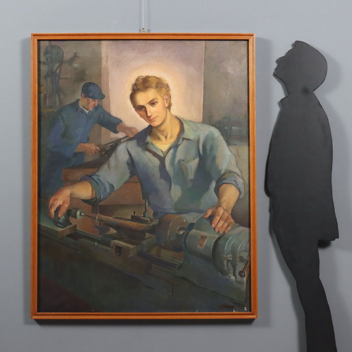 Mario Venzo S.J. Cristo Lavoratore Dipinto Olio su Tela Italia 1950 Originale-photo-2