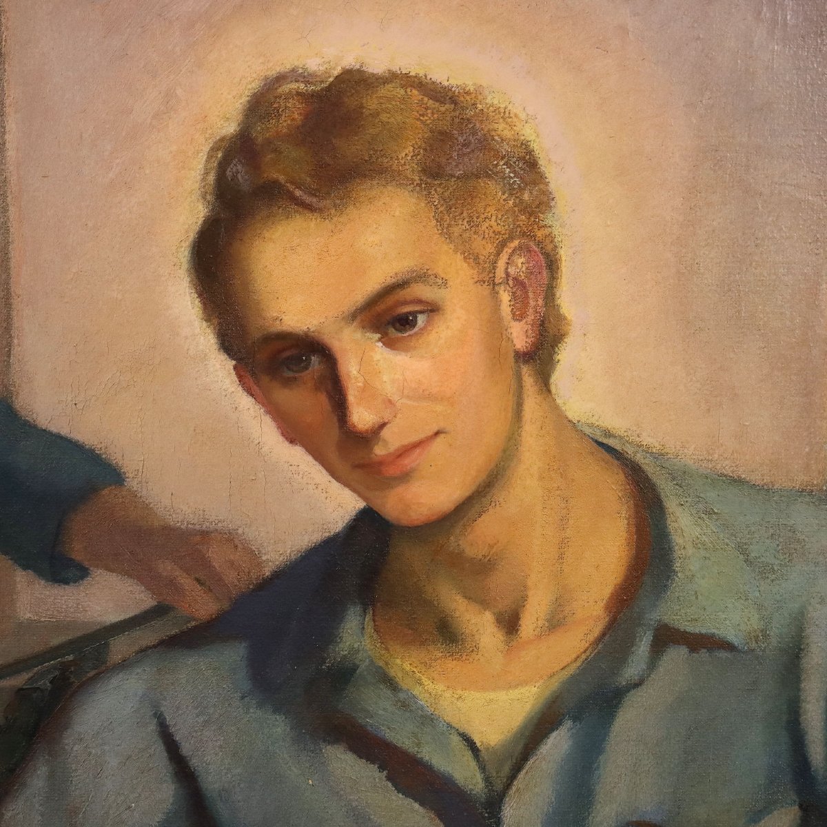 Mario Venzo S.J. Cristo Lavoratore Dipinto Olio su Tela Italia 1950 Originale-photo-4