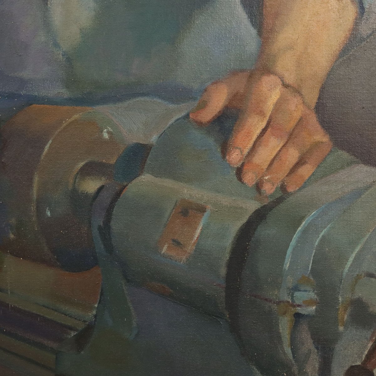Mario Venzo S.J. Cristo Lavoratore Dipinto Olio su Tela Italia 1950 Originale-photo-1