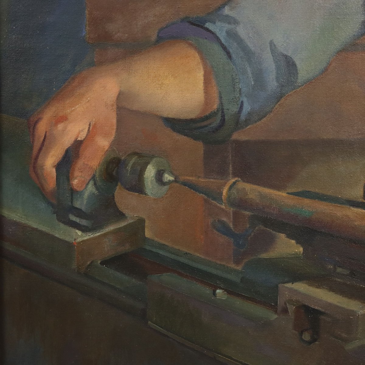 Mario Venzo S.J. Cristo Lavoratore Dipinto Olio su Tela Italia 1950 Originale-photo-2