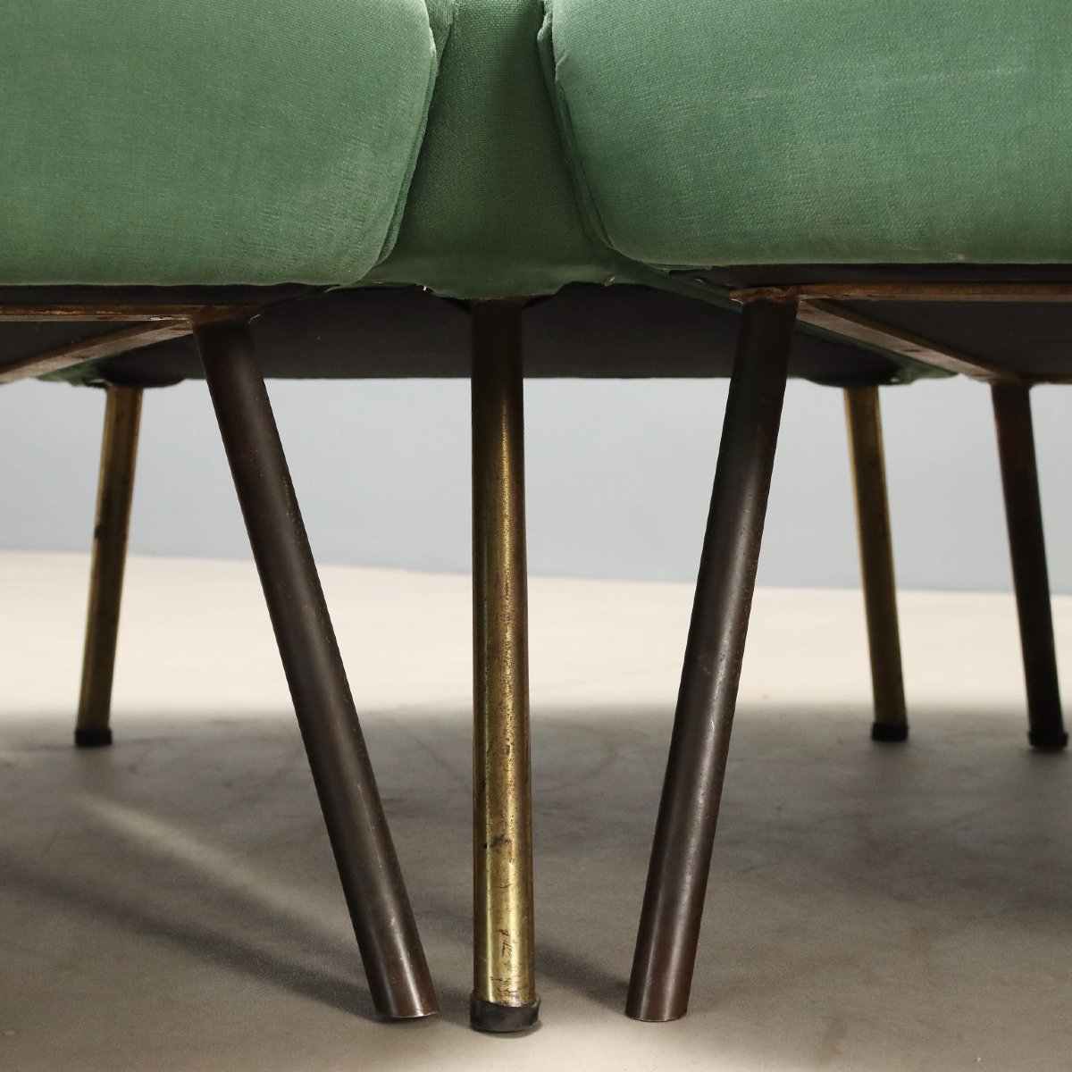 Divano Vintage Angolare 4 Poltrone Tessuto Verde Italia Design Anni 60 Originale-photo-4