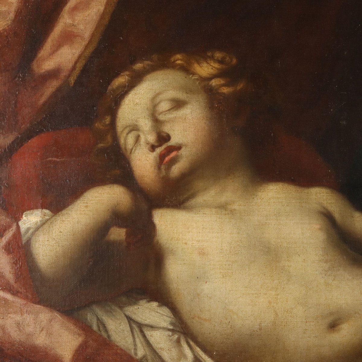Dipinto Antico Madonna in Adorazione Copia da Guido Reni '700 Riproduzione-photo-1