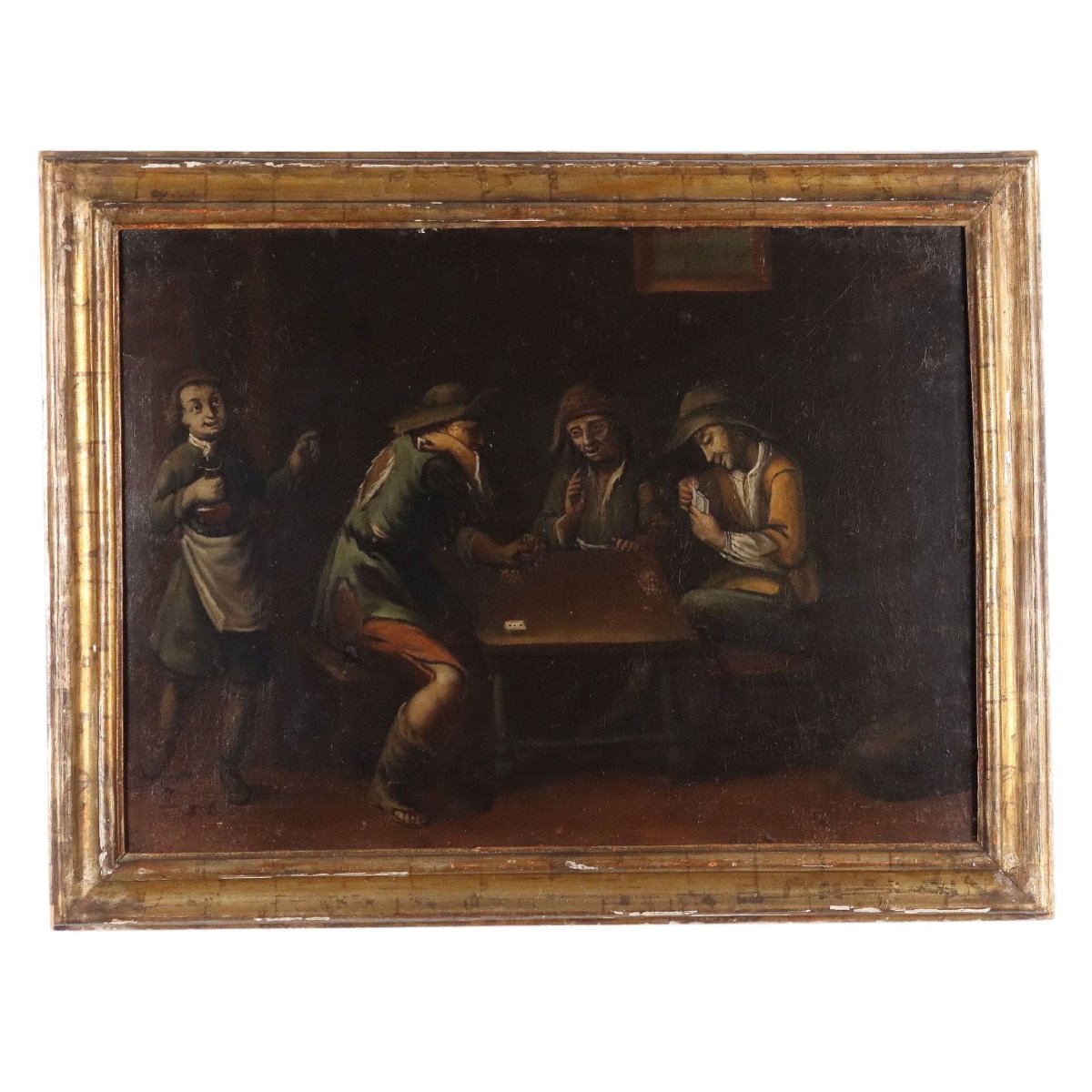 Quadro Antico Dipinto Scena di Genere Olio su Tela XVIII Secolo Originale