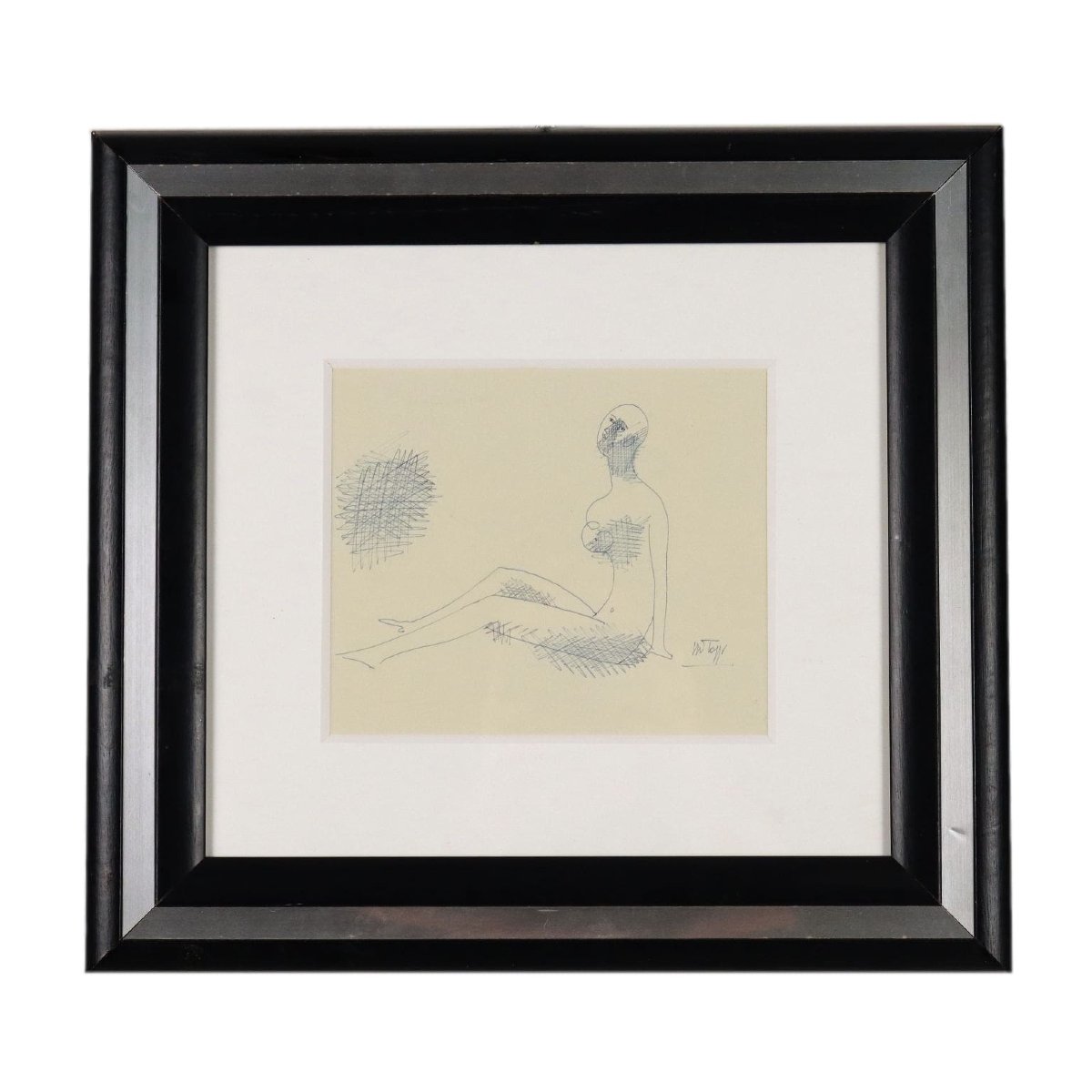 Nudo a Riposo Disegno Biro di Mario Tozzi 1969 Arte Novecento Firmato Originale