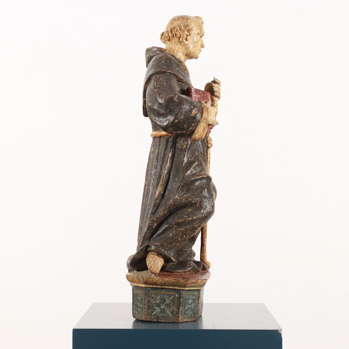 Scultura San Pasquale Baylon Tiglio Lombardo Veneto '600 Arte Antica-photo-4