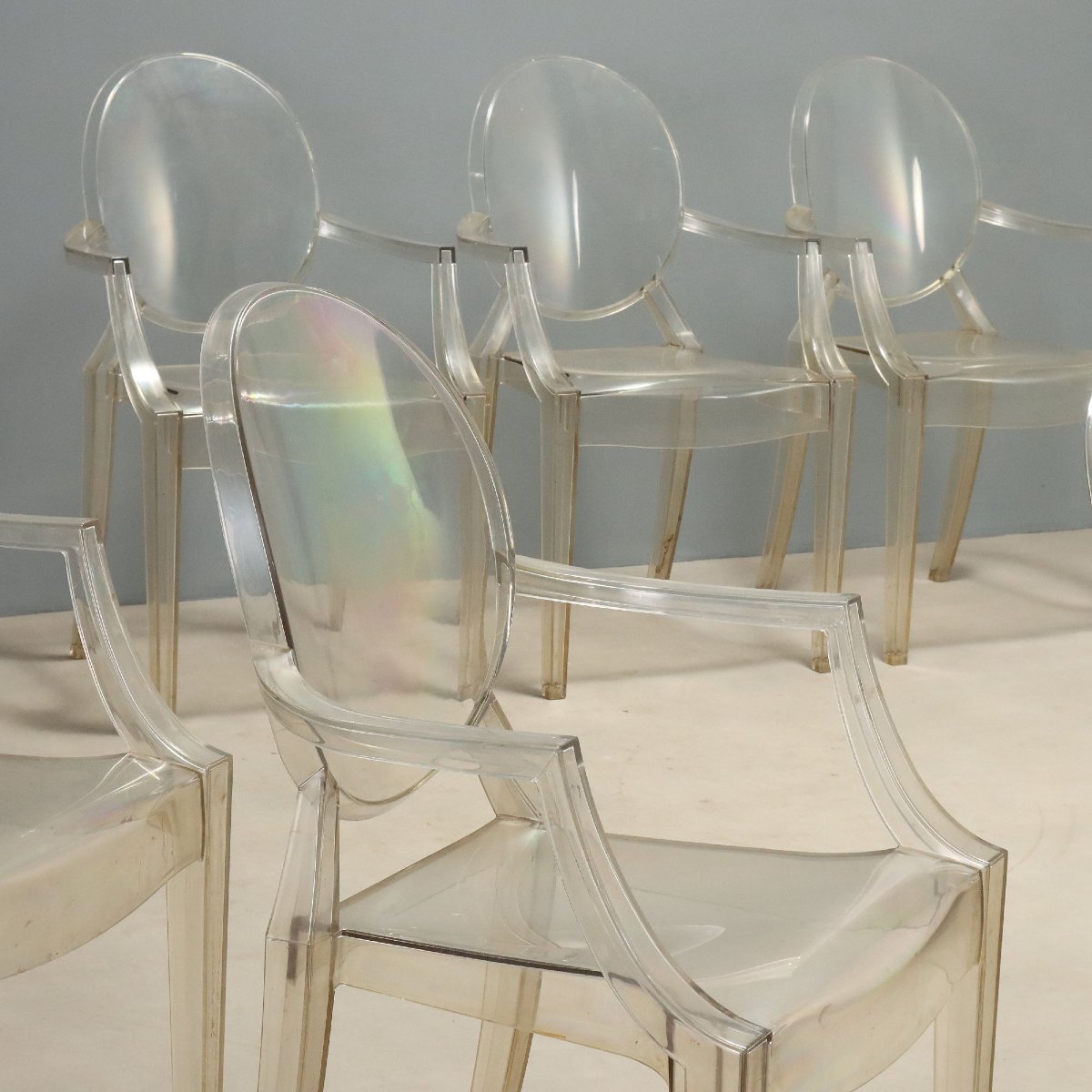 Set 6 Sedie 'Louis Ghost' Design Philippe Starck per Kartell Anni 2000 Originali-photo-3