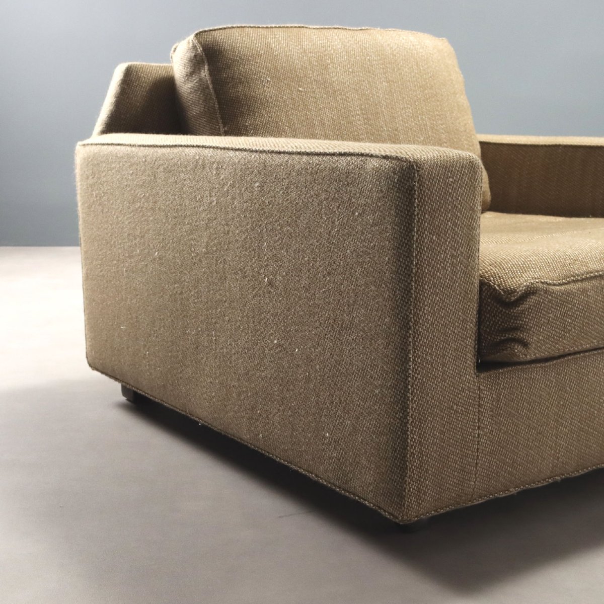 Coppia di Poltrone Vintage Legno Tessuto Beige Design Italia Anni 60 Originali-photo-6