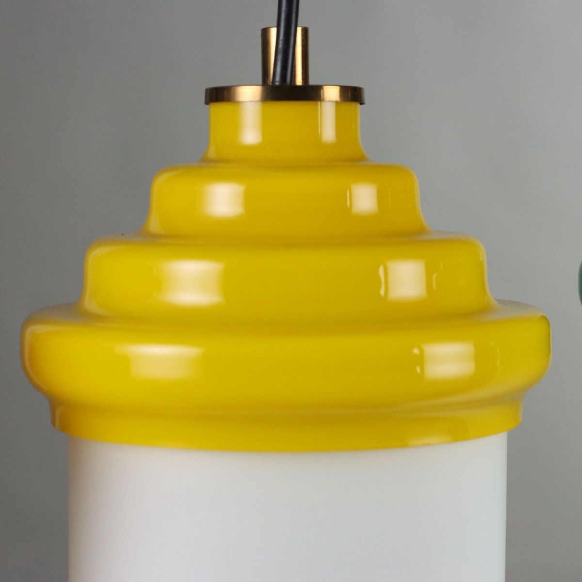 Lampada a Sospensione Vintage Vetro Alluminio Italia Design Anni 60 Originale-photo-2