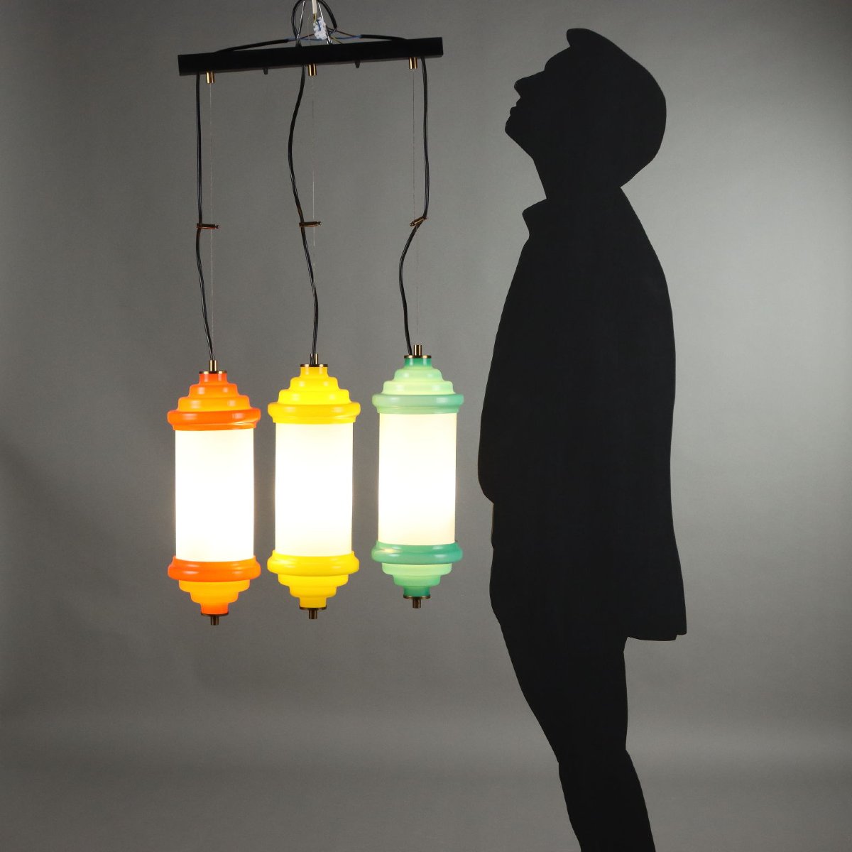Lampada a Sospensione Vintage Vetro Alluminio Italia Design Anni 60 Originale-photo-3