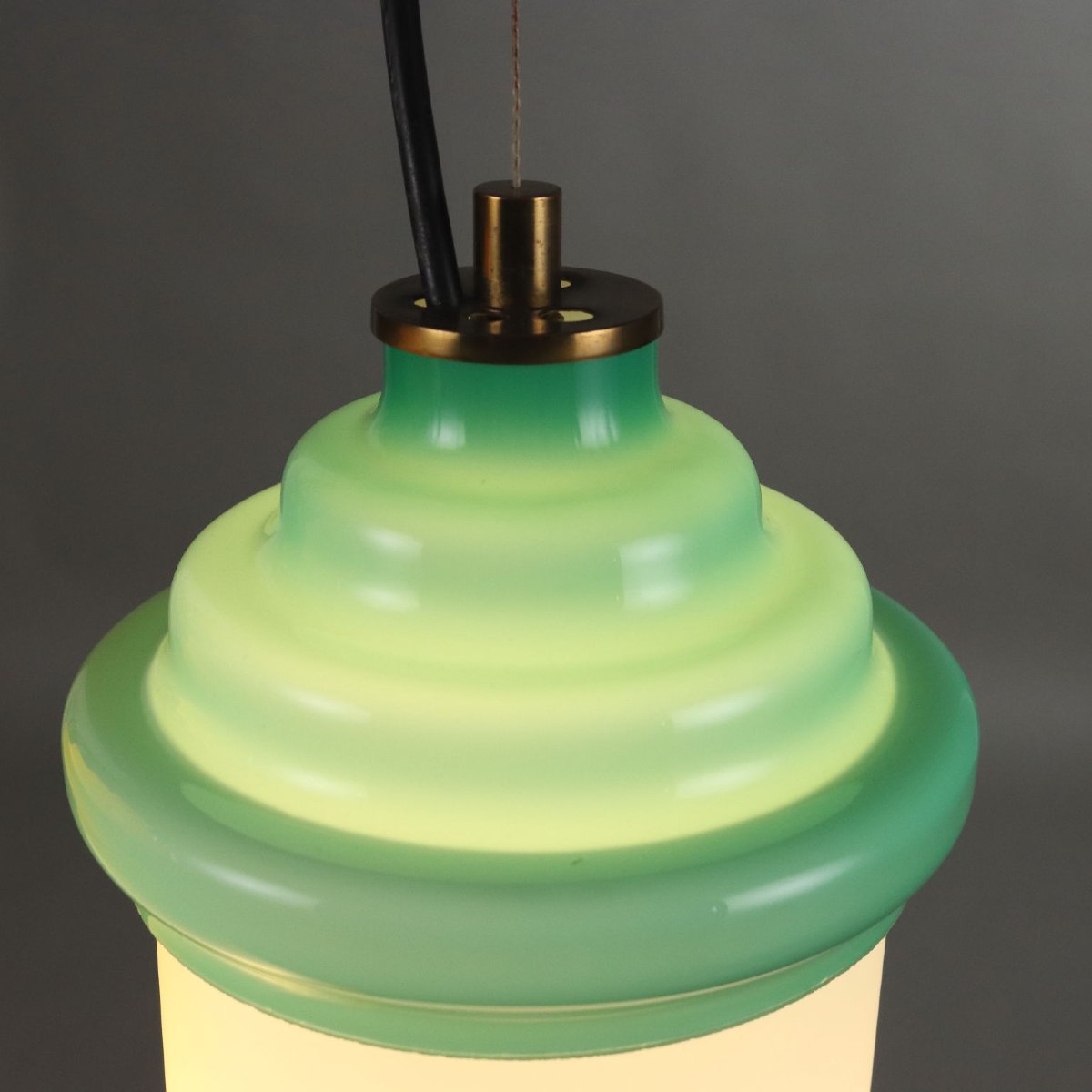 Lampada a Sospensione Vintage Vetro Alluminio Italia Design Anni 60 Originale-photo-4