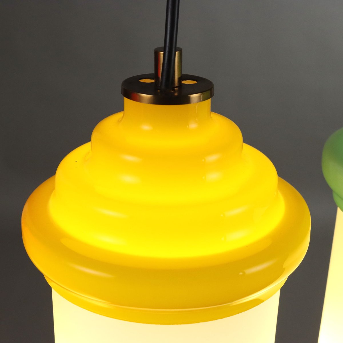 Lampada a Sospensione Vintage Vetro Alluminio Italia Design Anni 60 Originale-photo-1