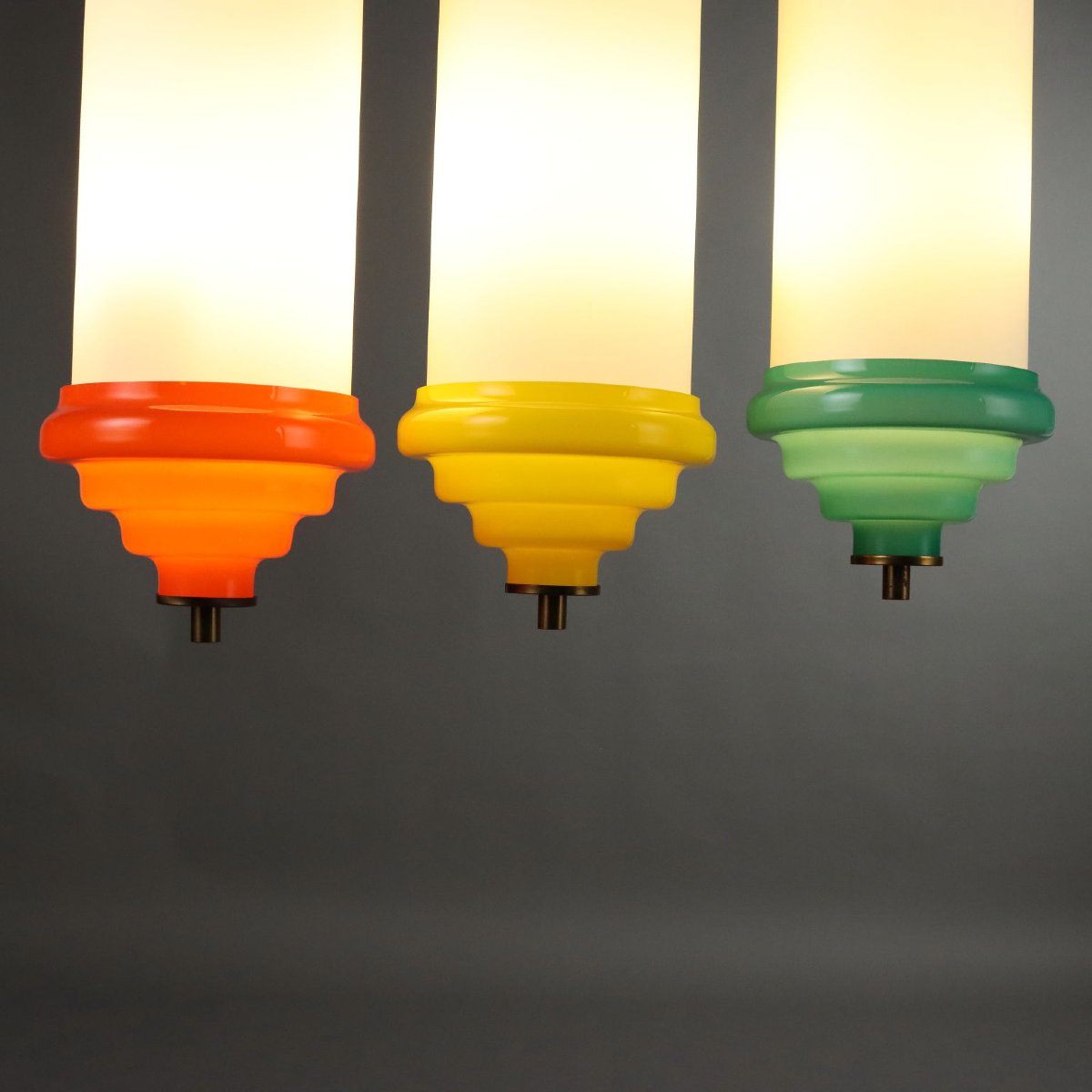 Lampada a Sospensione Vintage Vetro Alluminio Italia Design Anni 60 Originale-photo-2