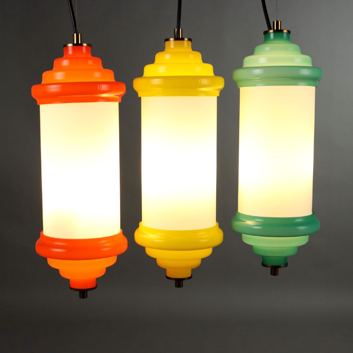 Lampada a Sospensione Vintage Vetro Alluminio Italia Design Anni 60 Originale-photo-3