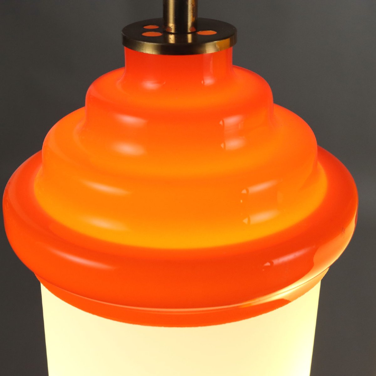Lampada a Sospensione Vintage Vetro Alluminio Italia Design Anni 60 Originale-photo-4