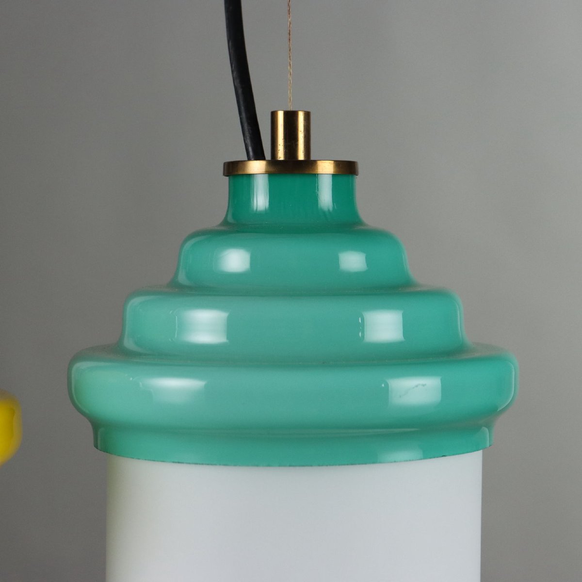 Lampada a Sospensione Vintage Vetro Alluminio Italia Design Anni 60 Originale-photo-5