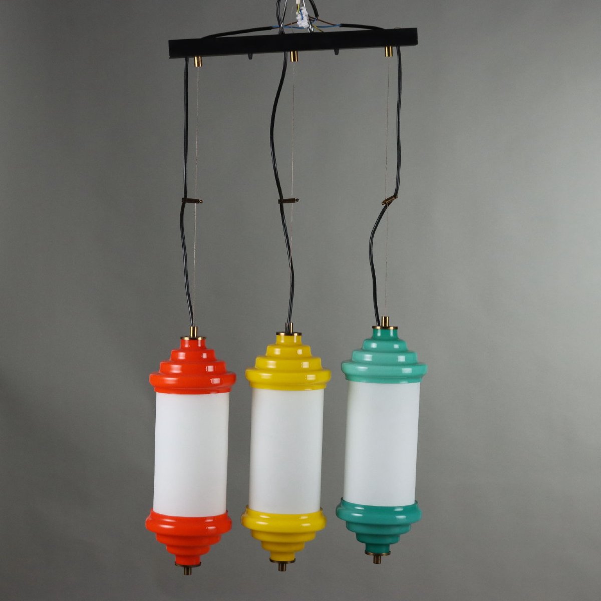 Lampada a Sospensione Vintage Vetro Alluminio Italia Design Anni 60 Originale-photo-6