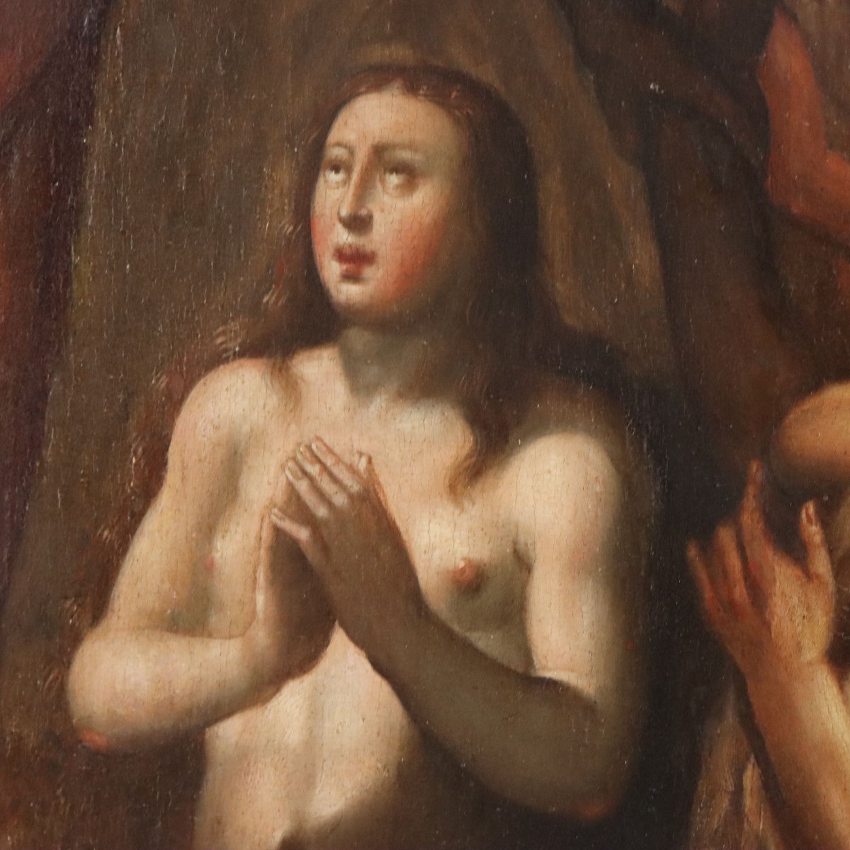 Dipinto Antico Cristo in Purgatorio Olio su Tavola Italia '500-'600 Originale-photo-6